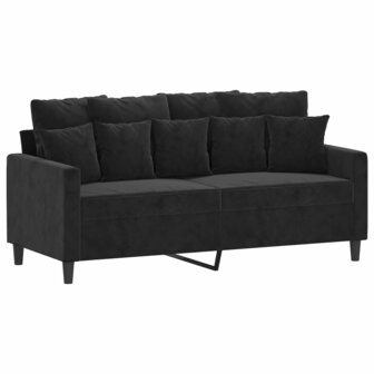 2-delige Loungeset met kussens fluweel zwart 4