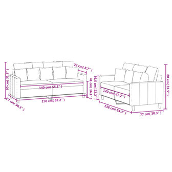 2-delige Loungeset met kussens fluweel zwart 7