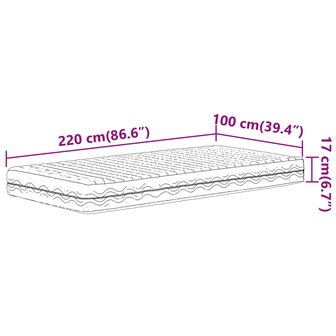 Schuimmatras hardheid H2 H3 100x220 cm wit 9