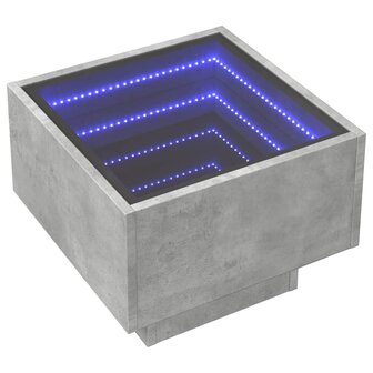 Bijzettafel met LED 40x40x30 cm bewerkt hout betongrijs 3