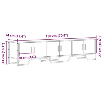 Tv-meubel 180x34x41 cm bewerkt hout zwart 9