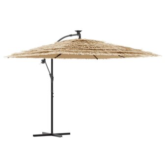 Parasol met LED&amp;apos;s en stalen paal 269x269x235 cm bruin 2