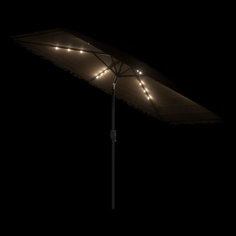 Parasol met LED&amp;apos;s en stalen paal 300x200x250 cm bruin 8