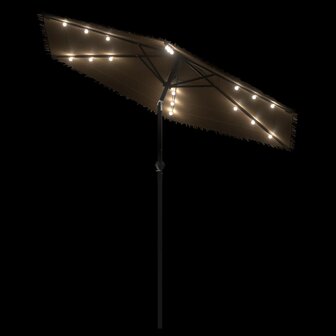 Parasol met LED&amp;apos;s en stalen paal 223x223x231 cm bruin 8