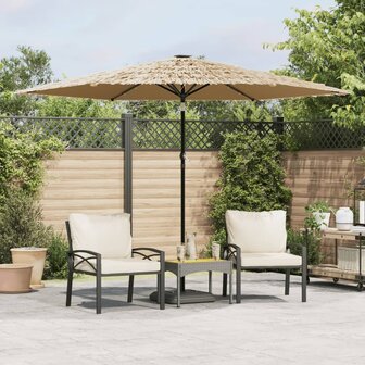 Parasol met LED&amp;apos;s en stalen paal 288x288x225 cm bruin 1