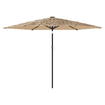 Parasol met LED&amp;apos;s en stalen paal 288x288x225 cm bruin 2