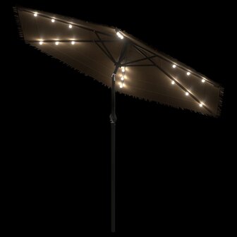 Parasol met LED&amp;apos;s en stalen paal 288x288x225 cm bruin 8