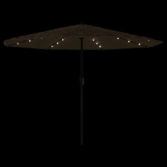 Parasol met LED&amp;apos;s en stalen paal 388x388x248 cm bruin 8