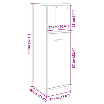 Badkamerkast 30x30x95 cm spaanplaat sonoma eikenkleurig 10