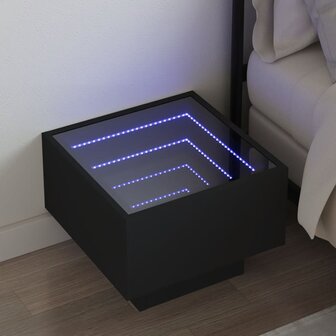 Nachtkastje met Infinity LED 40x40x30 cm zwart 1