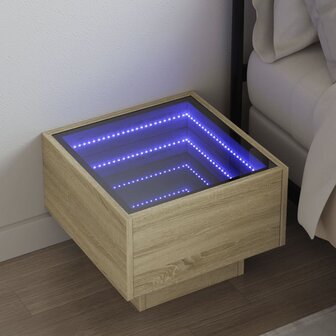 Nachtkastje met Infinity LED 40x40x30 cm sonoma eikenkleurig 1