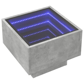 Nachtkastje met Infinity LED 40x40x30 cm betongrijs 3