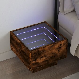 Nachtkastje met Infinity LED 40x40x30 cm gerookt eikenkleurig 1