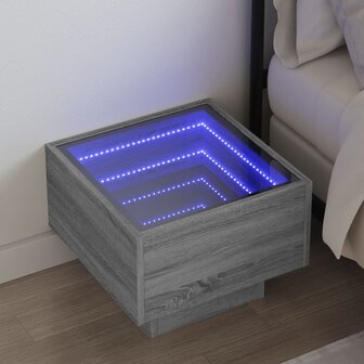 Nachtkastje met Infinity LED 40x40x30 cm grijs sonoma eiken 1