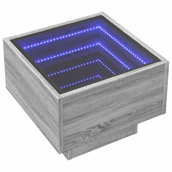 Nachtkastje met Infinity LED 40x40x30 cm grijs sonoma eiken 3