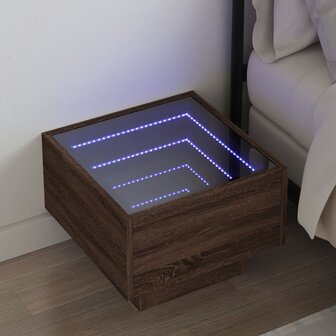 Nachtkastje met Infinity LED 40x40x30 cm bruin eikenkleurig 1