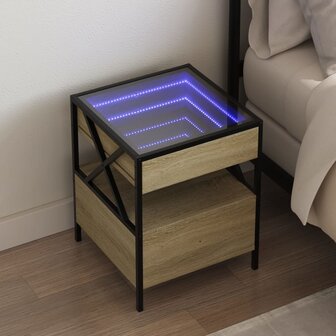 Nachtkastje met Infinity LED 40x40x51 cm sonoma eikenkleurig 1