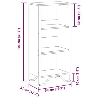 Boekenkast 50x31x106 cm bewerkt hout sonoma eikenkleurig 9