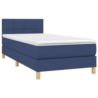 Boxspring met matras en LED stof blauw 80x200 cm 3