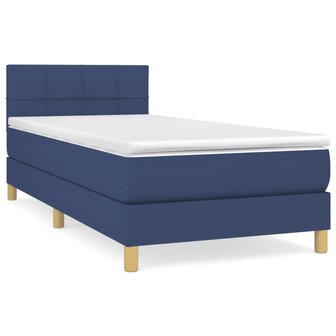 Boxspring met matras stof blauw 80x200 cm 2