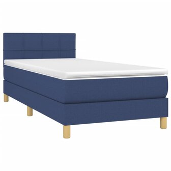 Boxspring met matras stof blauw 80x200 cm 3