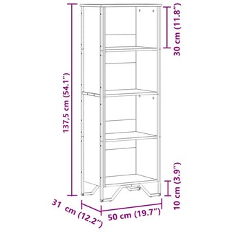 Boekenkast 50x31x137,5 cm bewerkt hout zwart 9