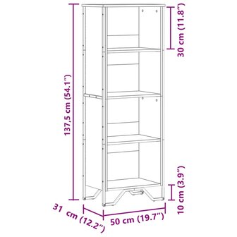 Boekenkast 50x31x137,5 cm bewerkt hout bruin eikenkleur 9