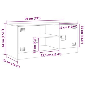 Tv-meubel 99x39x44 cm staal olijfgroen 12