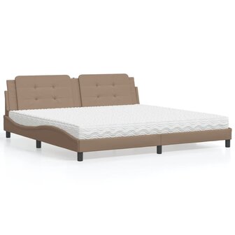 Bed met matras kunstleer cappuccinokleurig 200x200 cm 1