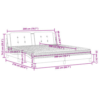 Bed met matras kunstleer cappuccinokleurig 200x200 cm 11