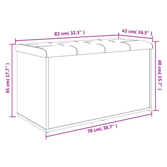 Opbergbankje 82x42x45 cm bewerkt hout grijs sonoma eikenkleurig 10