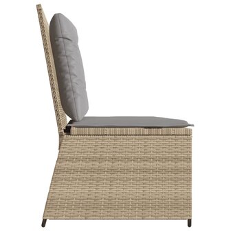 Tuinbankje verstelbaar met kussens poly rattan beige 5