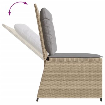 Tuinbankje verstelbaar met kussens poly rattan beige 7