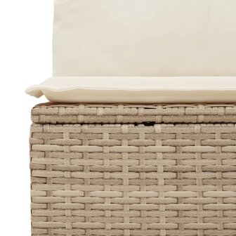 Tuinbankje verstelbaar met kussens poly rattan beige 8