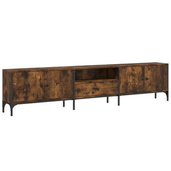 Tv-meubel met lade 200x25x44 cm bewerkt hout gerookt eikenkleur 2