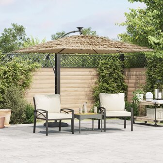 Parasol met LED&amp;apos;s en stalen paal 246x246x230 cm bruin 1