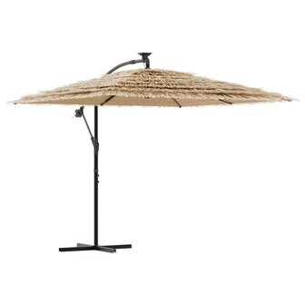 Parasol met LED&amp;apos;s en stalen paal 246x246x230 cm bruin 2