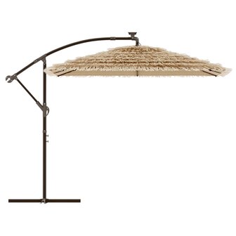 Parasol met LED&amp;apos;s en stalen paal 246x246x230 cm bruin 5