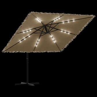 Parasol met LED&amp;apos;s en stalen paal 246x246x230 cm bruin 9