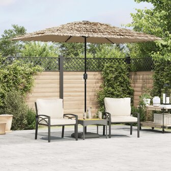 Parasol met LED&amp;apos;s en stalen paal 248x248x248 cm bruin 1