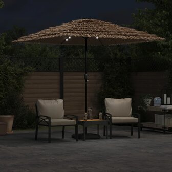 Parasol met LED&amp;apos;s en stalen paal 248x248x248 cm bruin 3