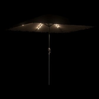 Parasol met LED&amp;apos;s en stalen paal 248x248x248 cm bruin 8