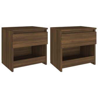 Nachtkastjes 2 st 40x30x39 cm bewerkt hout bruin eikenkleur 1