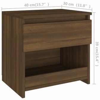 Nachtkastjes 2 st 40x30x39 cm bewerkt hout bruin eikenkleur 8