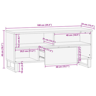 Tv-meubel 100x34x46 cm massief acaciahout 11