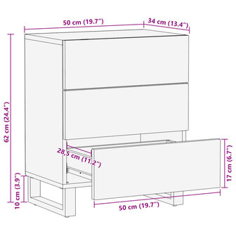 Nachtkastje 50x34x62 cm massief acaciahout 11