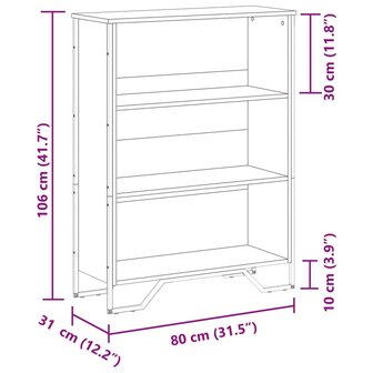 Boekenkast 80x31x106 cm bewerkt hout zwart 9