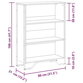 Boekenkast 80x31x106 cm bewerkt hout sonoma eikenkleurig 9