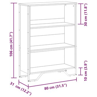 Boekenkast 80x31x106 cm bewerkt hout gerookt eikenkleurig 9