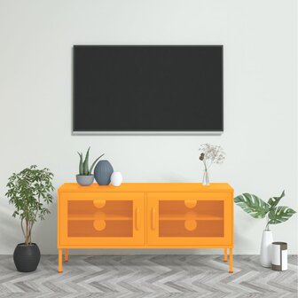 Tv-meubel 105x35x50 cm staal mosterdgeel 1